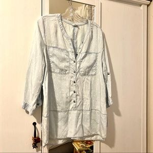 Light blue w/ white Polk dots blouse